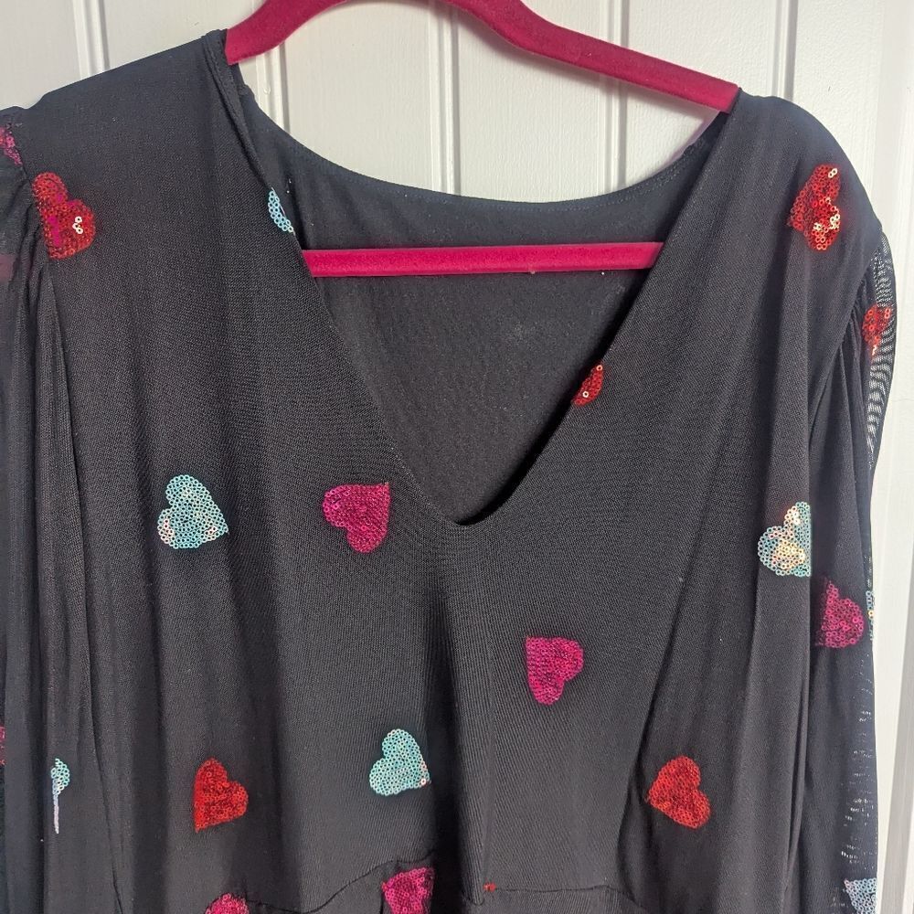 Blackmilk - XXL I Heart Sequins Black Sheer Romance Dress - Picture 3 of 9